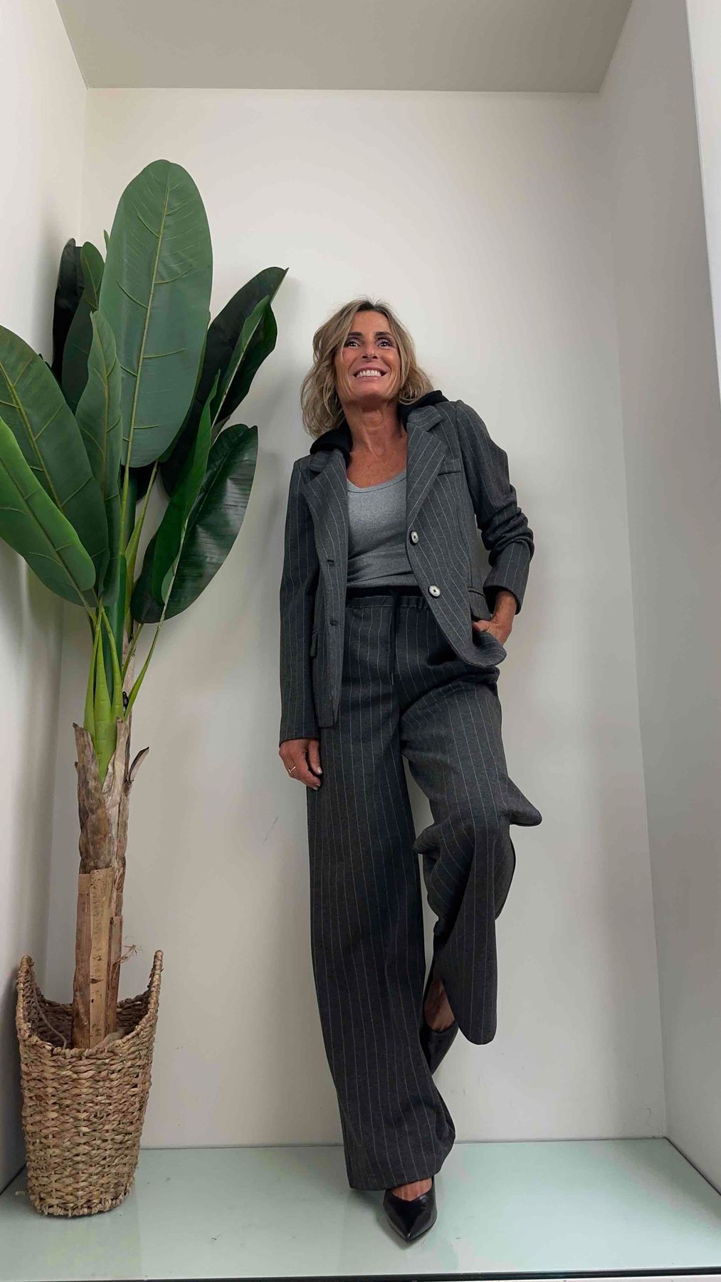 VICOLO TR1567 PANTALONE GESSATO PALAZZO COULISSE