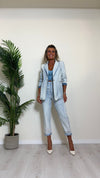 TENSIONE IN - TI2207 - GIACCA DENIM BOTTONE GIOIELLO