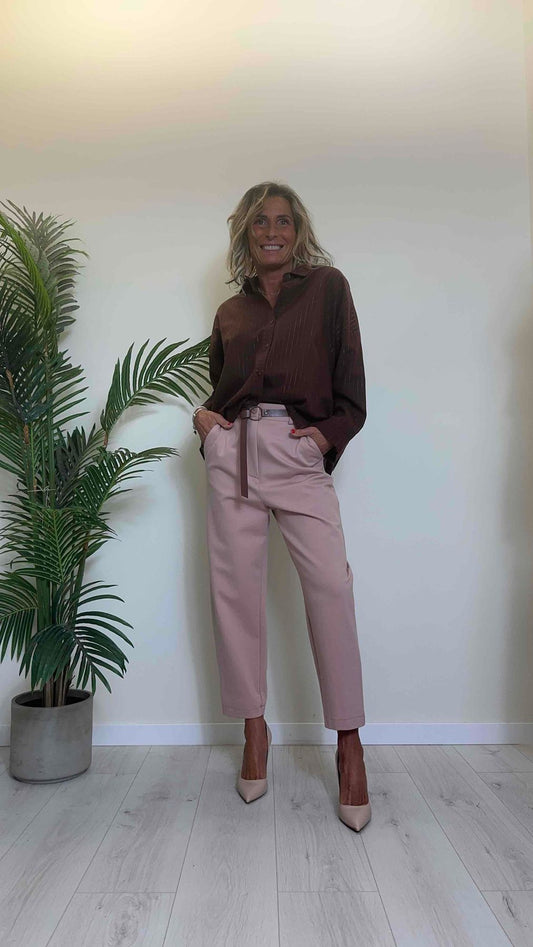 PLEASE - C09ZANT000 - CAMICIA COTONE, ASIMMETRICA CON GESSATURA IN TONO LUREX