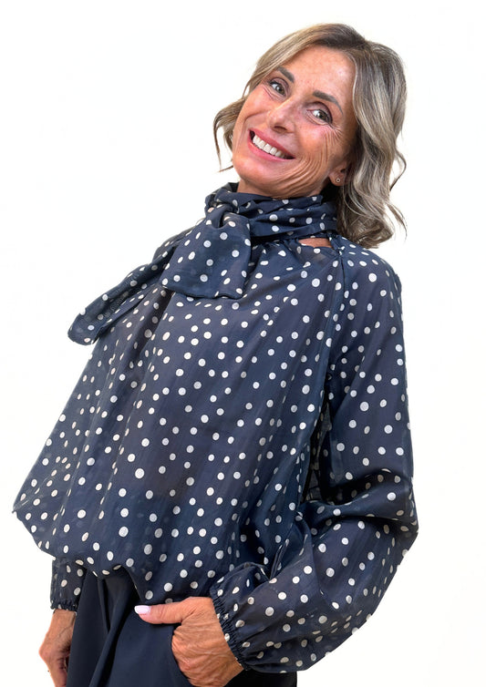 Grafite - Blusa in Tencel con Fiocco