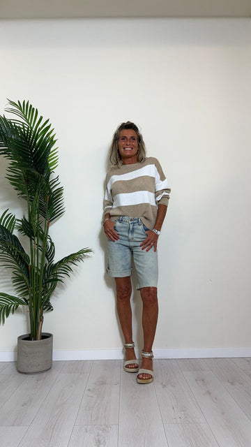 SUSYMIX - M76009 - MAGLIA COTONE GREZZO RIGHE LARGHE GIROCOLLO