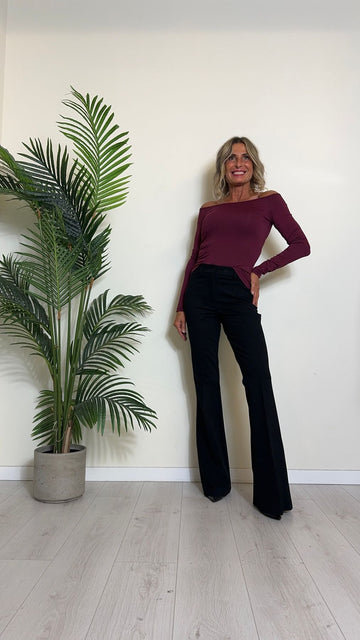 VICOLO - TS0101 - PANTALONE PUNTO MILANO A ZAMPA