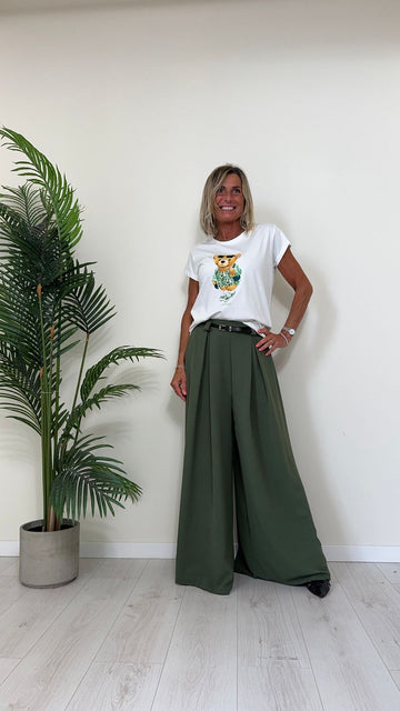 VICOLO - RB0768 - T-SHIRT COTONE STAMPA ORSETTO CON OCCHIALI