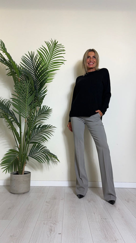 DAFNE - T9356P26 - MAGLIA VISCVOSA GIROCOLLO E NORLO COSTINE CON SPACCHETTI