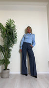 SUSYMIX - R748NY - CAMICIA COTONE BOTTONE GIOIELLO