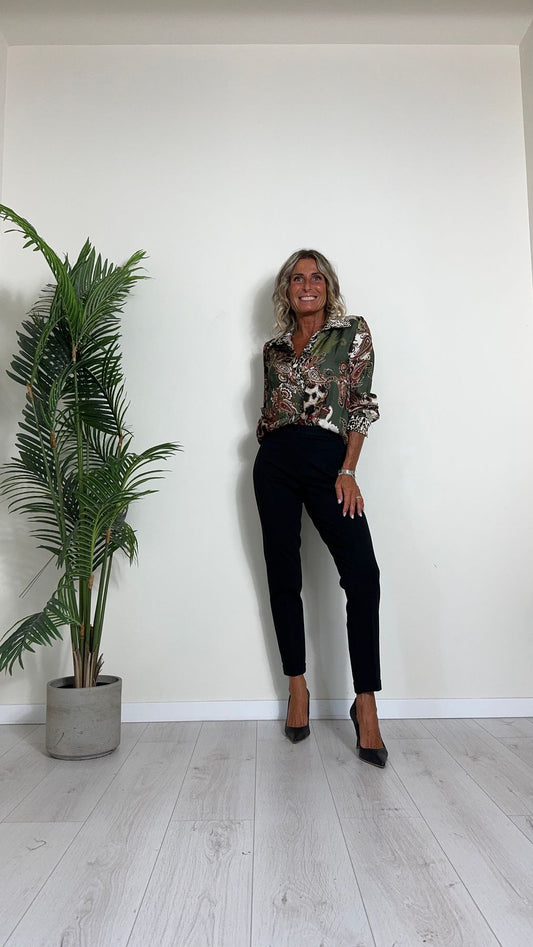 GIORGIA & JHONS - 60104FW24 - PANTALONE PUNTO MILANO IN VISCOSA ELASTICIZZATA, TASCHE A FILO CON ORLO RISVOLTATO, SLIM FIT