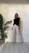 DAFNE - 1380P32 - PANTALONE CARGO PALAZZO ELASTICIZZATO, VITA ALTA