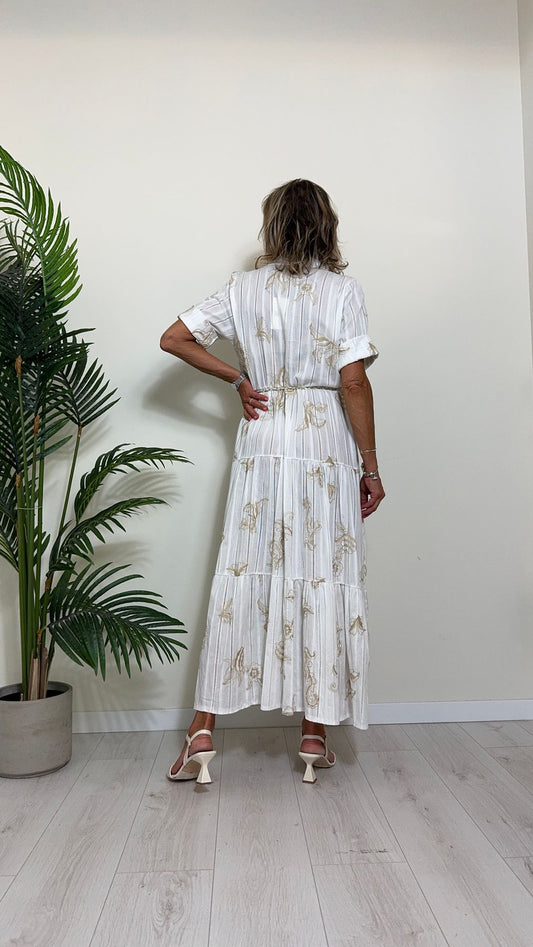 DAFNE - MC32.274P43 - ABITO CHEMISIER COTONE CON RICAMO E CINTURINA INTRECCIATA