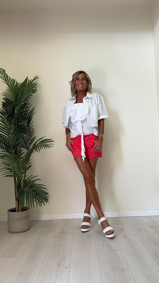 IMPERIAL - CLI8HTP - CAMICIA POPELINE DI COTONE CROPPED CON DOPPI TASCHINI