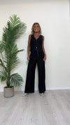 DAFNE - 205.201P45 - COMPLETO GILET+PANTALONE PALAZZO CON CINTURA 55%LINO 45%VISCOSA