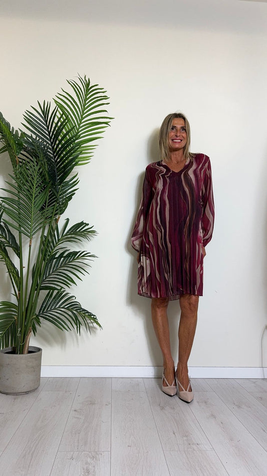 DAFNE - ABPL70P26 - ABITO VOILE PLISSEE FANTASIA CON FODERA IN JERSEY DI VISCOSA