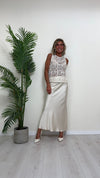 IMPERIAL - RGD9HGT - TOP/CANOTTA RETRO COTONE, CERCHI SU BASE TULLE DAVANTI