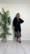 DAFNE - 9142P33 - CARDIGAN LUNGO PUNTO RISO CON FRANGE