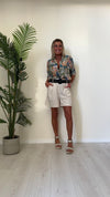 VENTISEI - 2266-44P25 - CAMICIA COTONE/SETA FANTASIA FIORI STILIZZATI CON COLLO COREANA
