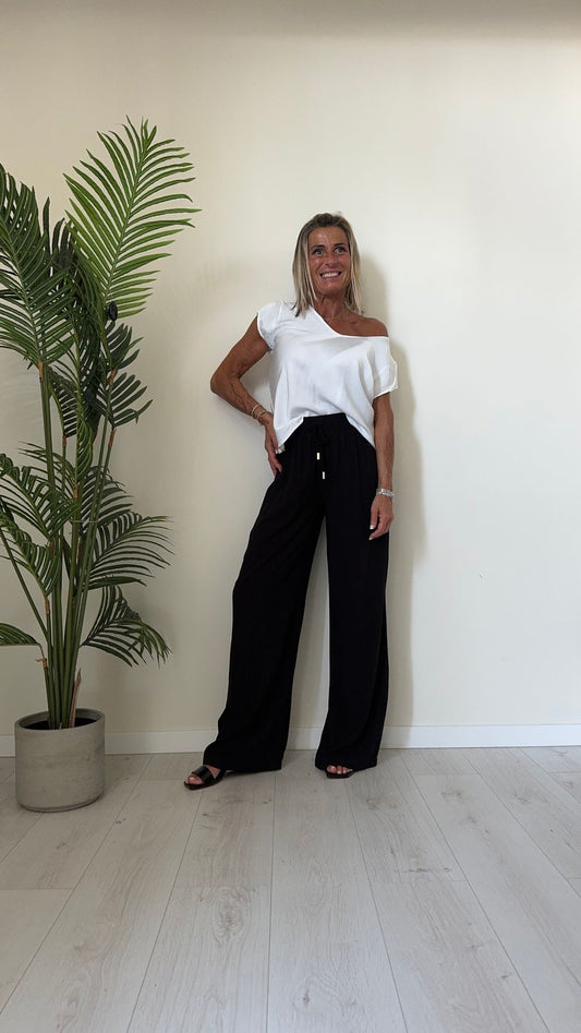 GIORGIA & JHONS - 60378SS24 - PANTALONE FLUIDO 100%VISCOSA VITA ELASTICATA