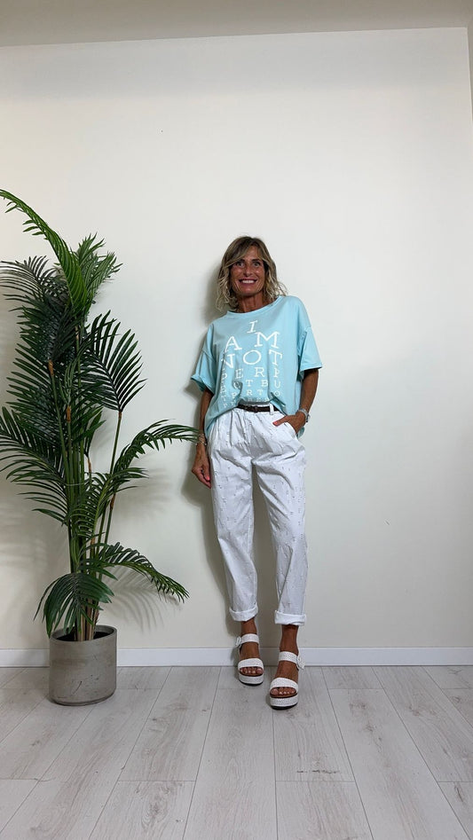 TWEED - J1248P16 - T-SHIRT COTONE OVER STAMPA GOMMATA "I'M NOT PERFECT"