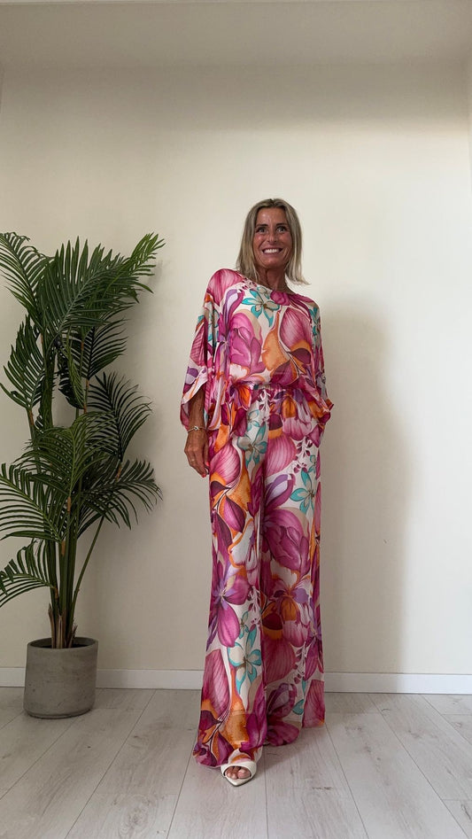 GIORGIA & JHONS - 60515SS24 - PANTALONE FANTASIA SETA 30% VISCOSA 70% FODERATO, VITA ELASTICATA