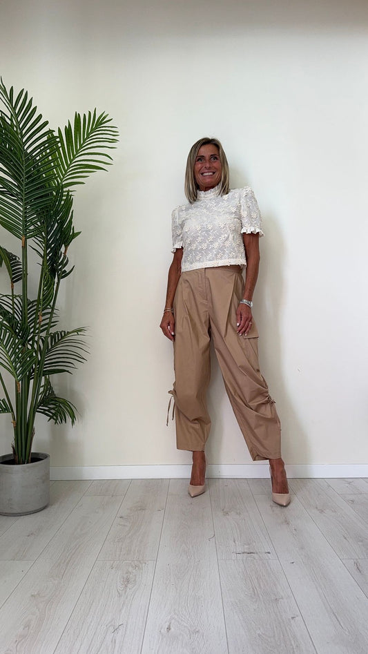 IMPERIAL - P4X8HTP - PANTALONE CARGO POPELINE COTONE CON PINCES ED ELASTICO RETRO
