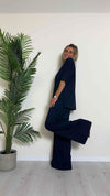VICOLO - TB0908 - PANTALONE PALAZZO 70% VISCOSA ELASTICO VITA