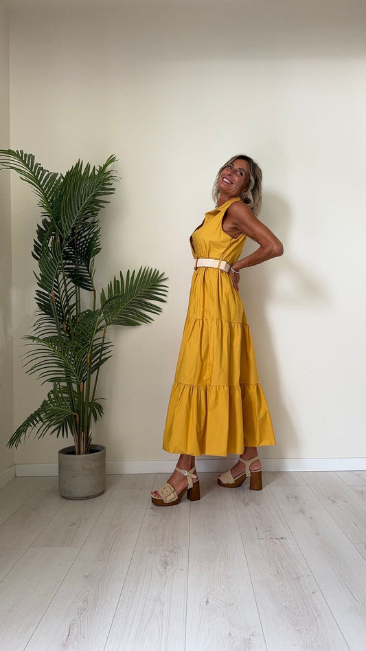 DAFNE - A9992C3P33 - ABITO CHEMISIER LUNGO SMANICATO IN POPELINE DI COTONE CON CINTURA