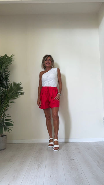 IMPERIAL - R9990076R - TOP MONOSPALLA EFFETTO SANGALLO CON ARRICCIATURA LATERALE