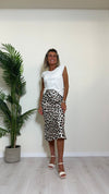 VICOLO - TB1348 - GONNA 100%VISCOSA, FANTASIA LEOPARD, TAGLIO SBIECO