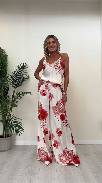 GIORGIA & JHONS - 60239SS24 - PANTALONE 1005VISCOSA, PALAZZO, FANTASIA, ELASTICO DIETRO