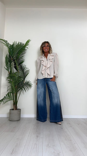 SUSYMIX - Y832N18 - CAMICIA FLUIDA CON ROUCHES CENTRALE E BOTTONE DORATO SU POLSINI