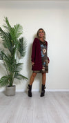DAFNE - 9370P32 - CARDIGAN LUNGO VISCOSA DOPPIATA CON TRECCIA BORDO E MANICHE, CON TASCHE