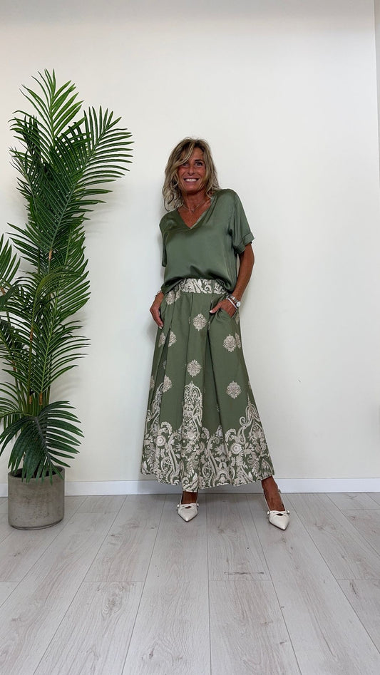 DAFNE - H2836-CI2FP26 - GONNA LUNGA COTONE FANTASIA CON ELSTICO RETRO