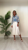 VENTISEI - 2266-44P25 - CAMICIA COTONE/SETA FANTASIA FIORI STILIZZATI CON COLLO COREANA