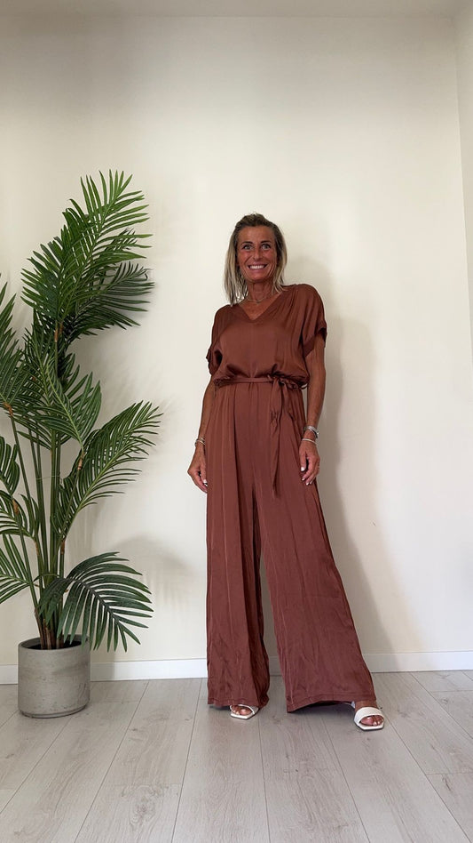 GIORGIA & JHONS - 60293SS24 - JUMPSUIT (TUTA) 100%VISCOSA SCOLLO A V CON FUSCIACCA