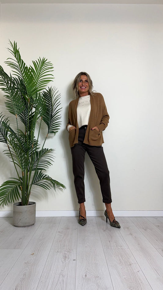 DAFNE - 9047P29 - CARDIGAN VISCOSA DOPPIATA  CON TASCHE, FIT A SCATOLA