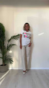 DAFNE - 1380P32 - PANTALONE CARGO PALAZZO ELASTICIZZATO, VITA ALTA