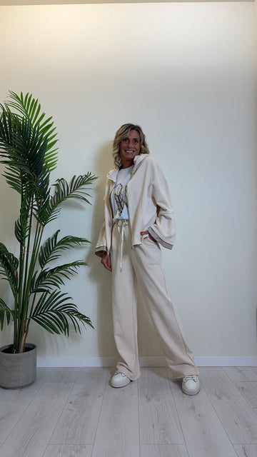 DAFNE - 2103P26 - FELPA APERTA CON ZIP IN COTONE GARZATO CON CAPPUCCIO E MANICHE TAFFETA'