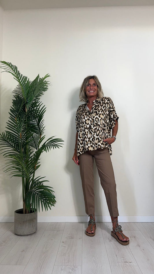 IMPERIAL - CMC0HPM - CAMICIA 100%VISCOSA STAMPA MACULA CON TASCHINO