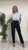 IMPERIAL - P1C0HGC - PANTALONE FLUIDO, VITA ELASTICA CON NERVATURA E RISVOLTINO ORLO