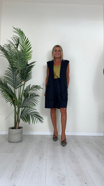 PLEASE - D0LDCSF000 - BERMUDA COTONE FLUIDO CON PINCES E TASCHE A FILO