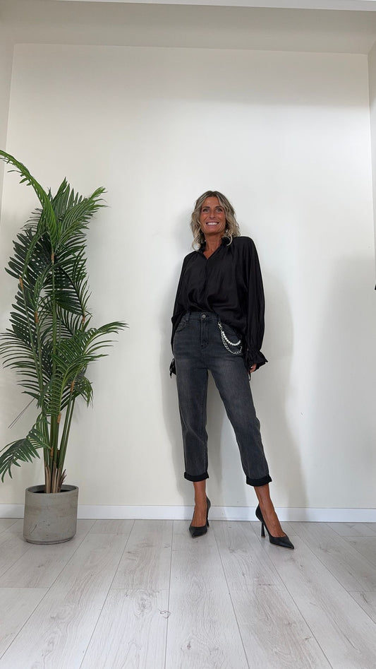 DAFNE - CHG6640P29.5 - JEANS CON CATENA STACCABILE, ELASTICO RETRO, BAGGY FIT