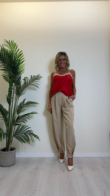 DAFNE - 18673P13 - TOP RASO,SPALLINE REGOLABILI CON INSERTI PIZZO