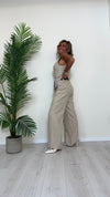 DAFNE - 205.201P45 - COMPLETO GILET+PANTALONE PALAZZO CON CINTURA 55%LINO 45%VISCOSA