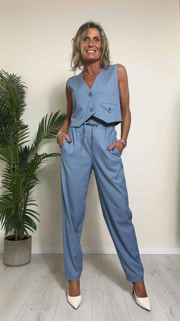 SUSYMIX - SM7013H - GILET CROPPED, POLIVISCOSA RIGATINO