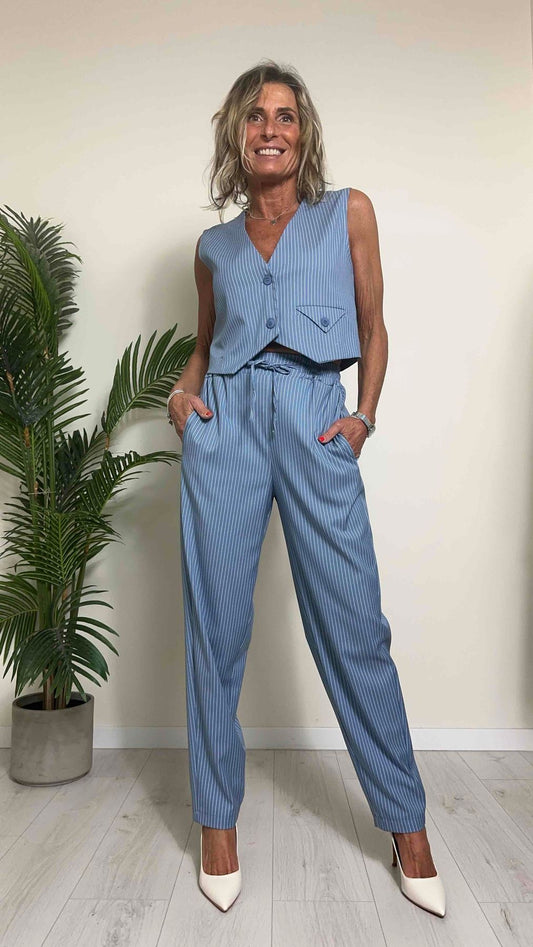 SUSYMIX - SM7013H - GILET CROPPED, POLIVISCOSA RIGATINO