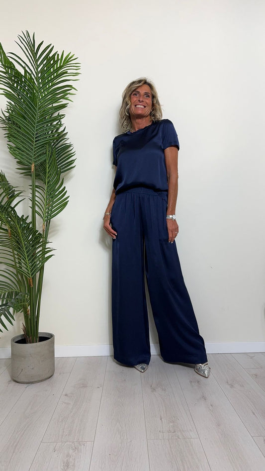 VICOLO - TB0034 - PANTALONE PALAZZO VISCOSA ELASTICO VITA