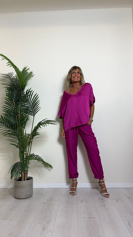 GIORGIA & JHONS - 60414SS24 - BLUSA 100%VISCOSA SCOLLO A V LUREX FIT AMPIO