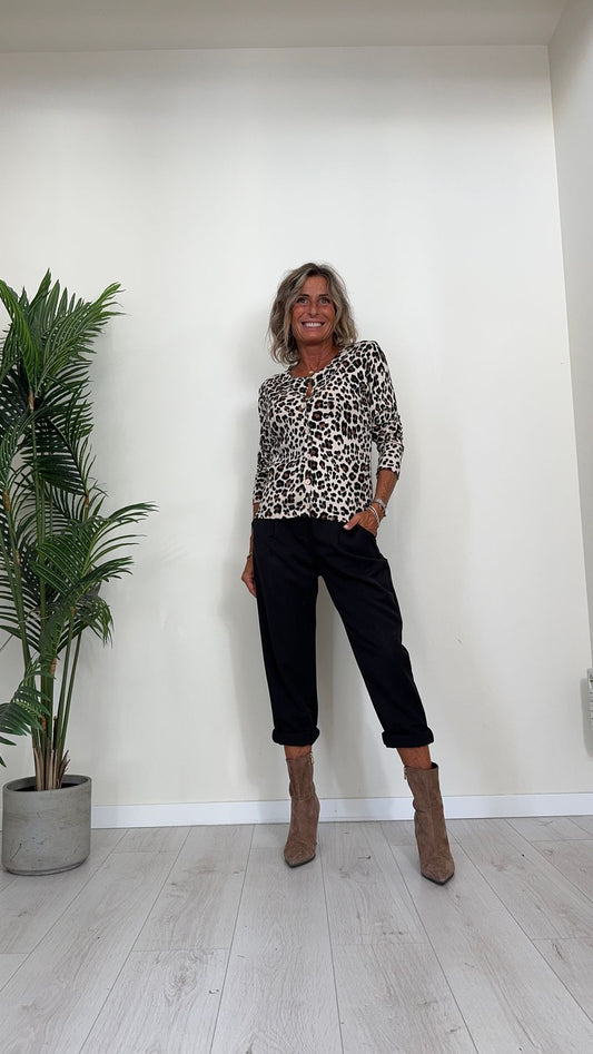 DAFNE - 18109P26 - MAGLIA IN VISCOSA CON BOTTONI, FANTASIA ANIMALIER