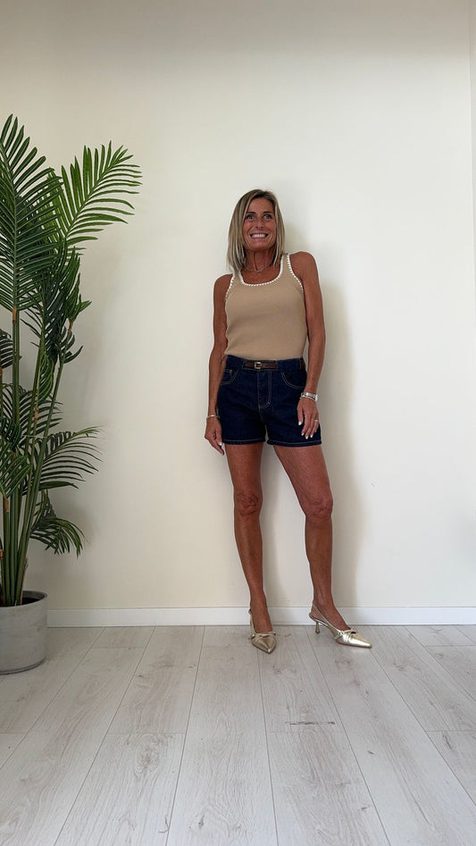 PLEASE - D0J9CJGN2B - SHORT DENIM CON CINTURA IN PASSANTE ORIZZONTALE