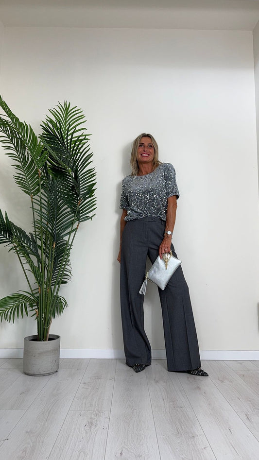 PLEASE - P975FF87L - PANTALONE FLUIDO IN POLIVISCOSA GAMBA DRITTA TASCHE A FILO