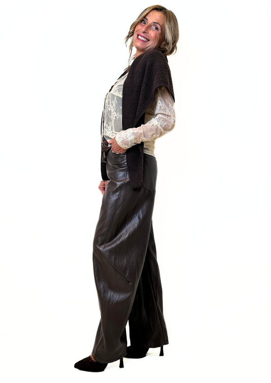 Pantalone Barrel in Similpelle