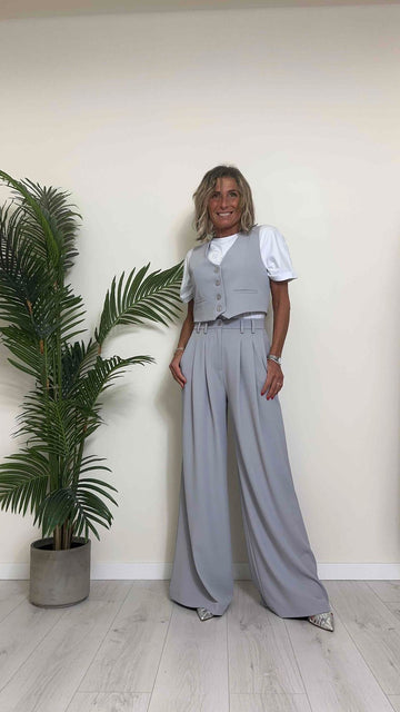 PLEASE - P975FF39H - PANTALONE POLIVISCOSA PALAZZO CON PINCES